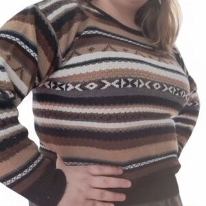 Vintage Brown Striped Knit Sweater | Unisex M–L